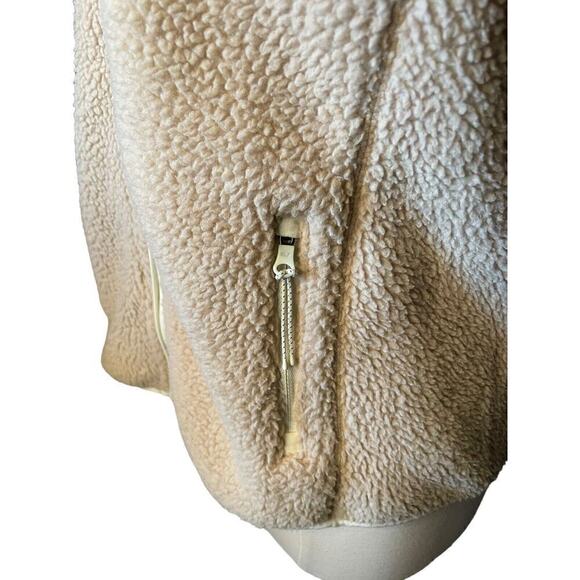 Vineyard Vines Fleece Vest Sherpa Patch Pocket Medium Tan White Full Zip - Picture 4 of 8